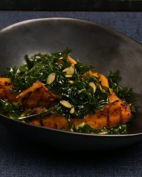 Charcoal-grilled kale salad at Carbon